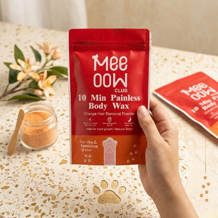 Meeoow Club 10 Min Painless Body Wax Powder | Orange Infused Instant Hair Removal Powder for Silky Smooth Skin | 100g Premium Formula | beautifulwear Best Seller