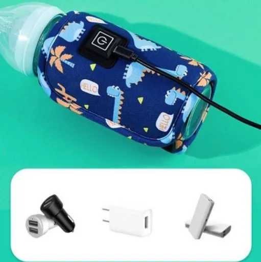 Portable USB Baby Bottle Warmer - Travel Milk Warmer Baby Feeding Bottle Warmer - Heating Thermostat Food Warmer