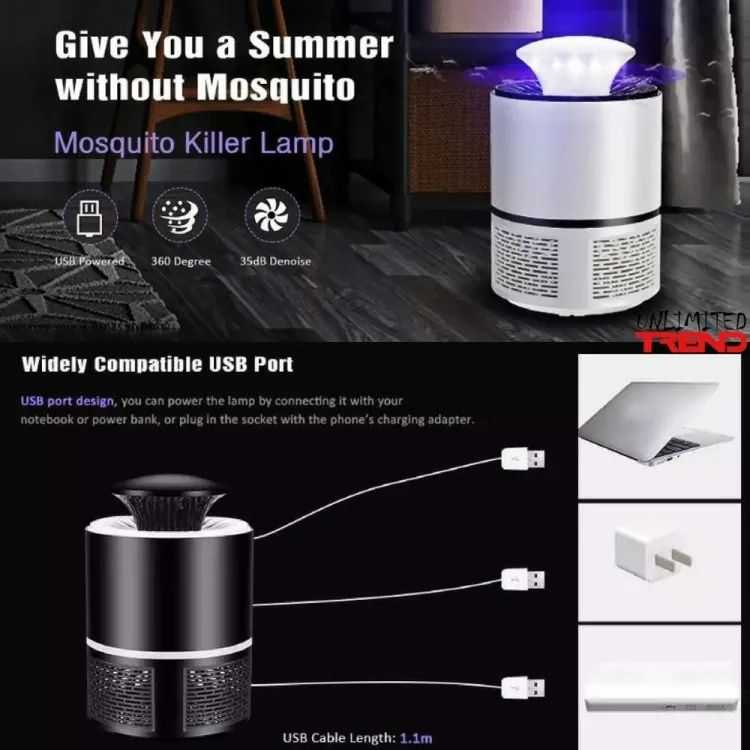 EXORT Electric Mosquito Trap Blue Light Mosquito Killer Lamp with USB Power