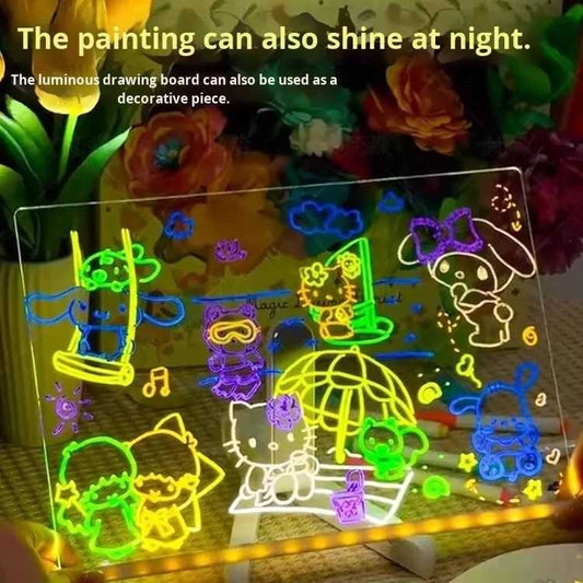 16" Led Drawing Board for Kids – 4 Modes Led Note Board with Colors 7, Light up Drawing Board for Kids Adults, Acrylic Dry Erase Magic Boards for Writing Glow Art, Easter Gifts for Grandkids